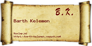 Barth Kelemen névjegykártya